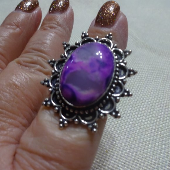 Beautiful "DENDRITE OPAL" Handmade Sterling Ring Size 7.5 #510B - Picture 3 of 3